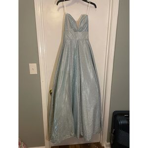 Blue strapless ballgown
